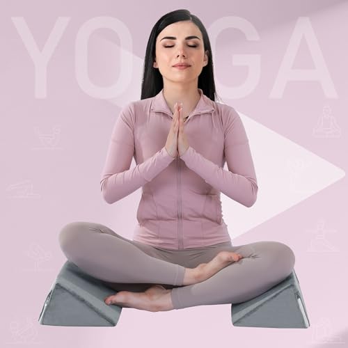 BALAPET 2 Pcs Small Wedge Pillow for Sleeping,Premium Foam Bed Pillow for Side Sleeping,Triangle Wedge Pillow for Leg Elevation,Yoga,Reduce Back Pain(Gray) - color: Gray