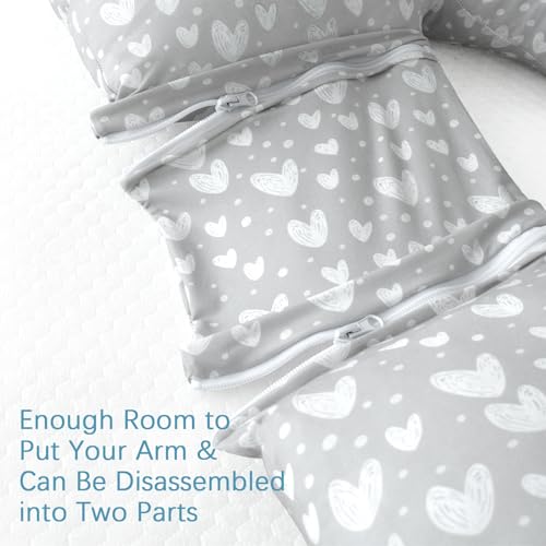 Pregnancy Pillow Cover U-Shaped (ONLY Pillowcase), Grey Hearts Print - color: Grey Hearts, size: Detachable U-Shape