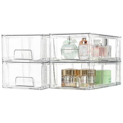 Vtopmart 8 Pack Stackable Clear Drawer with Dividers - size: 8Pack 4.4"H-with Dividers