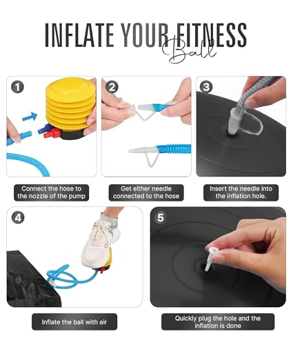 ROMIX Exercise Ball, Anti-Burst Yoga and Birthing Ball with Pump, Home Use - color: Black