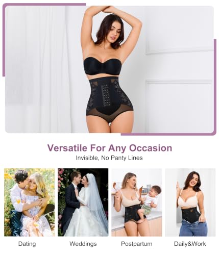YERKOAD Tummy Control Shapewear for Women High Waist Butt Lifting Panties - color: Black, size: Small