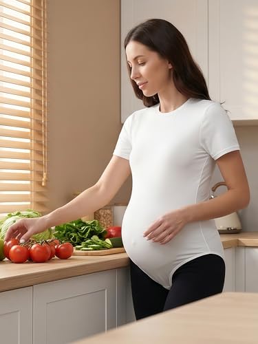 Women's Maternity Bodysuit Short Sleeve T Shirt - color: White, size: Large