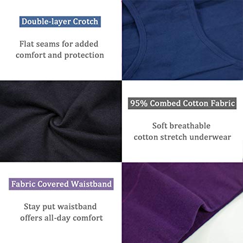 wirarpa Women's Underwear High Waisted Ladies Cotton Panties Soft Full Coverage Briefs 5 Pack - color: Black/Blue/Purple, size: Small
