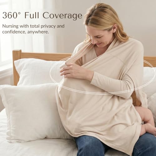 Konssy Rayon Made from Bamboo Nursing Cover for Breastfeeding - color: Blush Beige