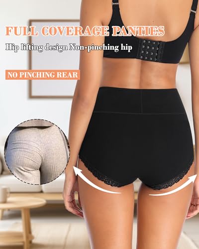 Annenmy High Waisted Womens Underwear Cotton Underwear Full Coverage Briefs Stretch Breathable Ladies Panties 5 Pack - color: Multicolorb, size: Large