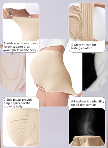 Rnxrbb M-5XL Maternity Underwear Seamless Plus Size Over Bump Panties Cloth - color: Black+beige+pink, size: X-Large