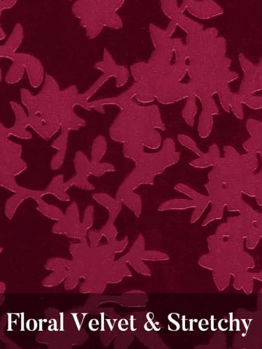 MEROKEETY Women's Fall Floral Velvet Maxi Skirt - color: Wine, size: Small
