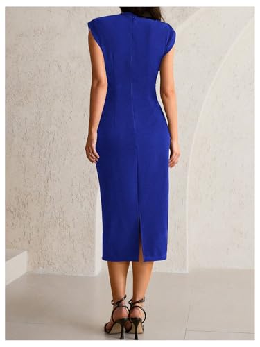 OYOANGLE Women's Maternity Cap Sleeve Pregnancy Bodycon Midi Dresses - color: Royal Blue, size: Medium