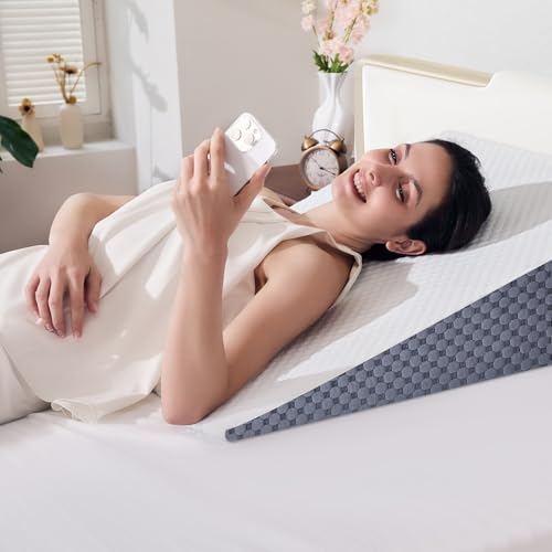 Wedge Pillow 5in Bed Wedge Pillow for Sleeping, Snoring, Back Support, After Surgery, Triangle Pillow, with Washable Cover, White - size: 5in