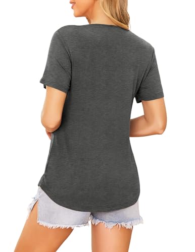3 Pack Women Nursing Tops Short Sleeve Breastfeeding Shirts Maternity Tees - color: 3pcs- Black + Dark Red + Grey, size: Medium
