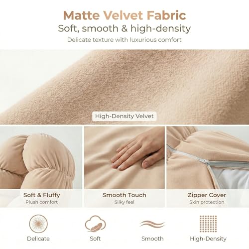 Pat. Pend. Small Body Pillow for Adults, 39 Inch, Beige - color: Beige, size: 39"x 7.87"