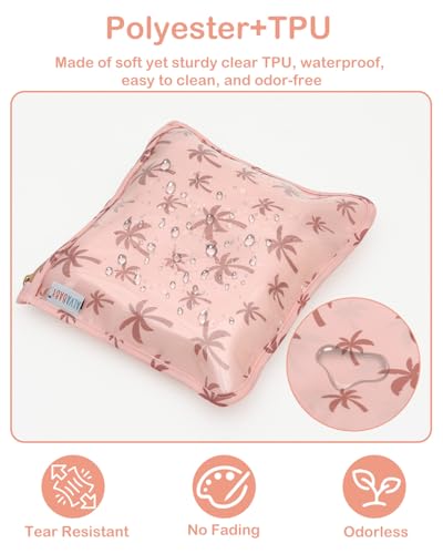ALVA 3pcs Mess-Proof Travel Pouches,TSA Approved Toiletry Bag,Makeup Bag - color: Coconut tree