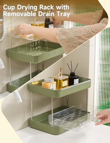 UFORU Countertop Coffee Station Organizer,Cup Rack,Mug & Wine Glass Holder - color: Green