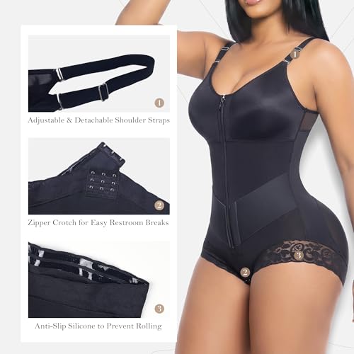 YIANNA Fajas Colombianas Moldeadoras Postpartum Shapewear Tummy Control - color: Black, size: Large