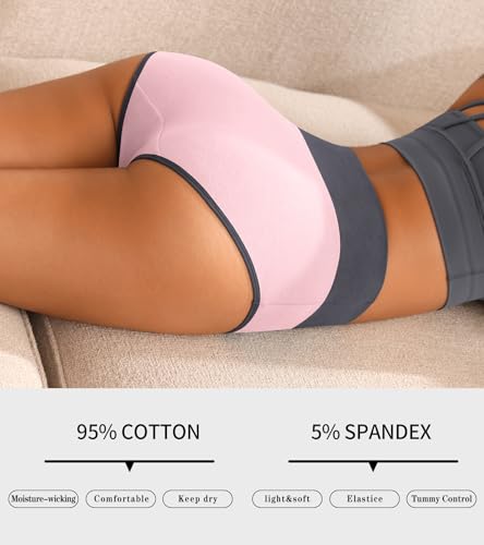 Eiggam Tummy Control Underwear Soft High Waisted underwear Full Coverage Briefs Breathable Postpartum Cotton Womens Panties - color: Multicoloured F-5 Pack, size: 3X-Large
