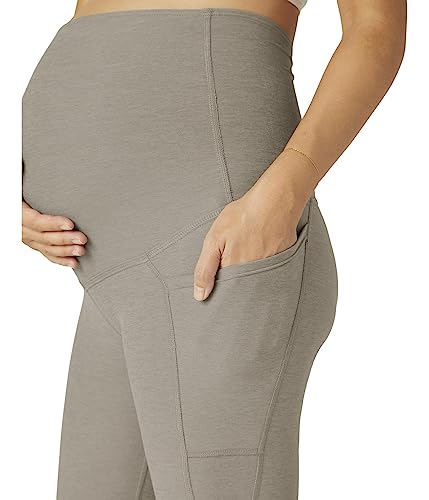 Beyond Yoga Women's Spacedye Love The Bump Maternity Pocket Midi Legging - color: Birch Heather, size: Medium