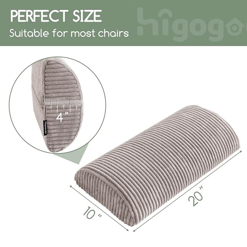 HIGOGOGO Lumbar Support Pillow for Recliner Chair/Accent Chair/Couch, Memory Foam Back Support Cushion for Elderly, Recliner Cushions for Back Rest, Pain Relief, Reading, Washable Cover, Grey - color: Grey, size: 20"x10"x4"