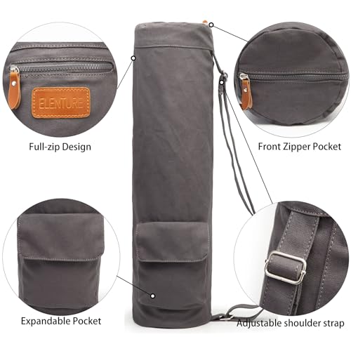 Yoga Mat Bag for Women & Men, Full-Zip Canvas Pilates Bag with Pockets - color: Grey-1