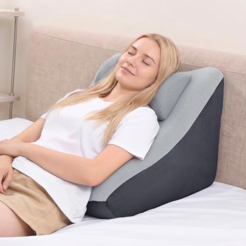 Vekkia 21” Back Rest Pillow with Dual-Layer Foam for Reclining and Sitting - color: Light Gray, size: 21 Inches