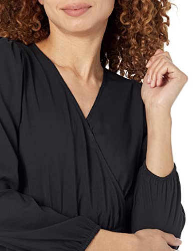 Amazon Essentials Women's Lightweight Georgette Long Sleeve V-Neck Midi Dress (Available in Plus Size) - color: Black, size: X-Small