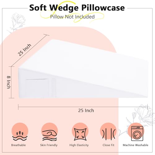 White Bed Wedge Pillow Cover, 25" L x 25" W x 8" H - color: White, size: 25 x 25 x 8 Inch