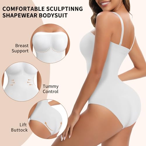 Strapless Shapewear for Womens Tummy Control Bodysuit Body Shaper Tube Tops - color: White, size: Small