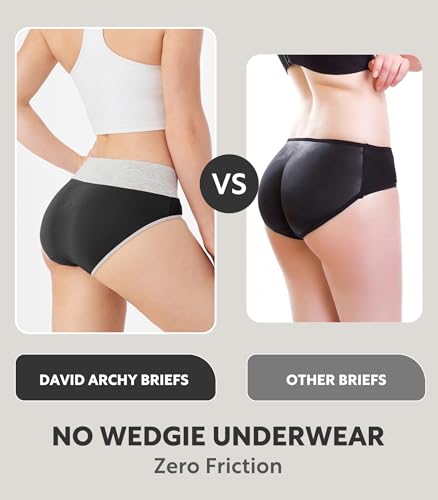 DAVID ARCHY Women's Bamboo Rayon Briefs, High-Waisted Underwear, 4/6 Pack - color: A-black*4, size: Large
