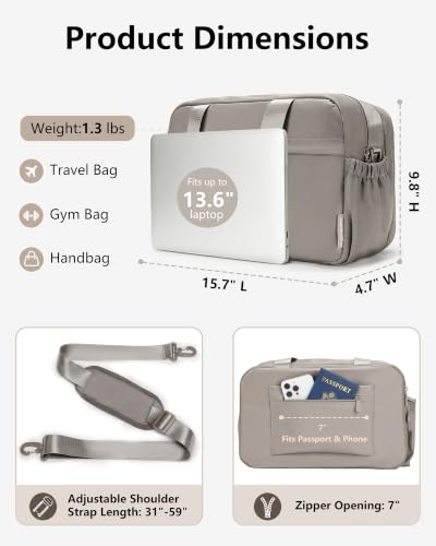Expandable Travel Bag, Underseat Carry-On Weekender, Taupe - color: Taupe