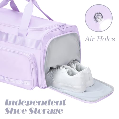 MAXTOP Large Gym Bag for Women Men Duffle Bag With Wet Dry Separation - color: Purple Set, style: Gym Bag&toiletry Bag(45l)