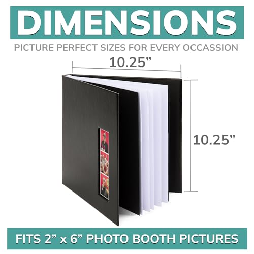 PBF (1 Pack) Photo Booth Album, Guest Book with 2x6 Clear Picture Inserts, Black Cover with Plastic Sleeves & White Pages, Scrapbook Album for Photo Strips, Memory Book, Wedding, and Baby Showers - color: Black Cover/White Pages, size: 1 pack