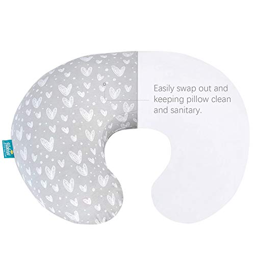 Cotton Nursing Pillow Cover Compatible with Boppy Pillow 2-Pack - color: Grey & White