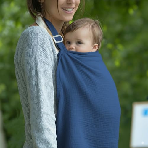 Muslin Nursing Covers for Breastfeeding, Misty Blue - color: Misty Blue