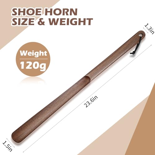 muso wood Long Handle Shoe Horn, 23.6 Inches - color: Walnut
