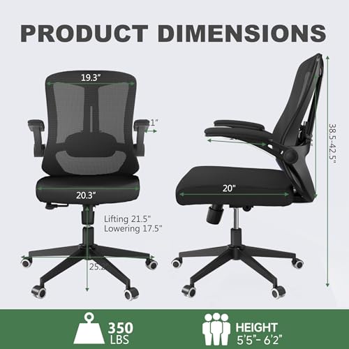 Ergonomic Office Chair - 350LB Comfy Desk Chairs with Lumbar Back Support, Mesh Computer Chairs with Wheels and Arms for Home Office, Study (Black-Without Headrest) - color: 669black-without Headrest