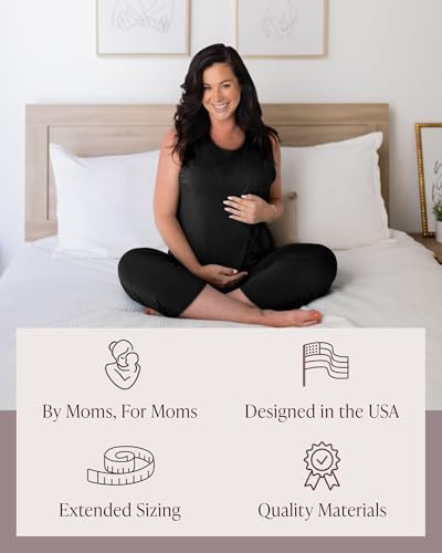 Kindred Bravely Tulip Hem Nursing Pajama Set, Maternity Sleepwear - color: Black, size: 1X