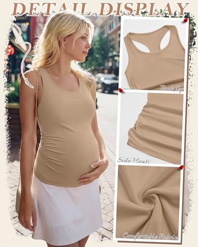 4 Pack Women's Maternity Tank Tops - color: Black, White, Coffee, Khaki, size: X-Large
