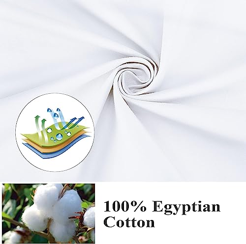 100% Egyptian Cotton Standard Size Pillow Protectors with Zipper Set of 2 - color: White, size: Standard 2pack