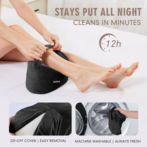 Black Knee Pillow for Side Sleepers - Memory Foam Between Leg Pillows for Sciatica Pain Relief, Hip/Leg/Ankle Support with Non-slip Strap, Spine Alignment for Pregnancy, Post-Surgery Recovery