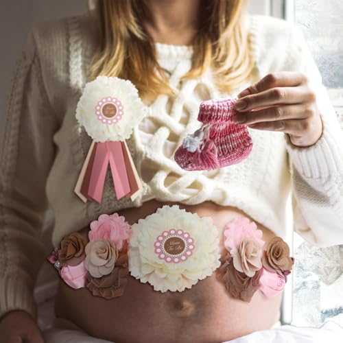 Chicingyou Mom to Be Sash Cielito Lindo Pink Belly Band Corsage Pins - color: Pink