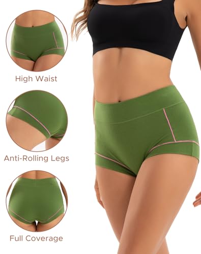 INNERSY Women's Cotton Boyshorts Underwear Soft Boxer Briefs 4-Pack - color: Woodsy, size: Large
