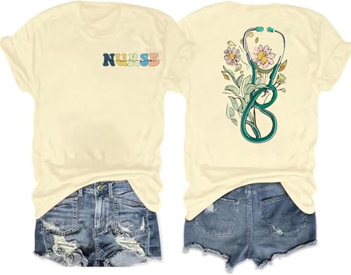 Nurse Shirt Nurse Life Tshirt School Nurse Shirt - color: Beige, size: Large