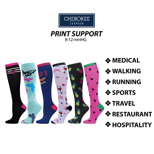 Cherokee Legwear Compression Socks for Women 10-15 mmHg (1-Pair Pack) - color: Neon Hearts, size: Extra Wide