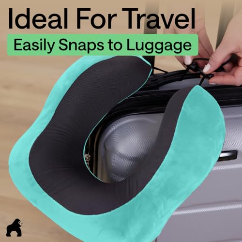 GORILLA GRIP Travel Neck Pillow for Airplanes, Travel Essentials, Turquoise - color: Turquoise