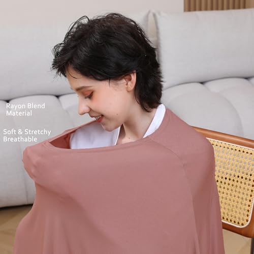 Seejoy Multi-use Nursing Cover for Breastfeeding, 360°Full Coverage Nursing Poncho, Rayon Soft & Breathable Breastfeeding Cover up (Smooth Rayon, Blush) - color: Blush
