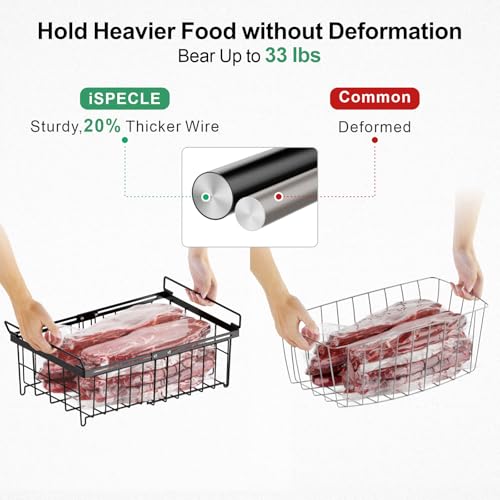 iSPECLE Deep Freezer Organizer Bins for 10 to 20 Cu.Ft, 3 Pack Stackable & Hanging Baskets, Expandable Metal Wire Storage System, Fits 17.5"-22.6" Width, Chest Freezer Only, Black - style: 3 Pcs-Black