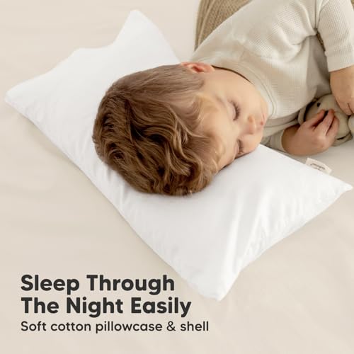 Toddler Pillow with Pillowcase, 10x18 My Little Dreamy Pillow (Soft White) - color: Soft White, size: Buddy 10x18
