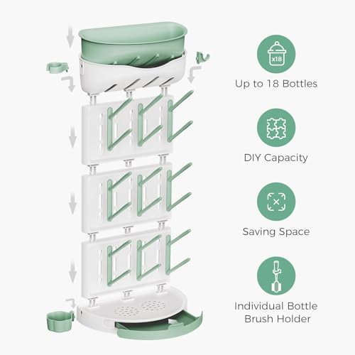 Momcozy Baby Bottle Drying Rack, 18 Bottles Vertical Space Saving