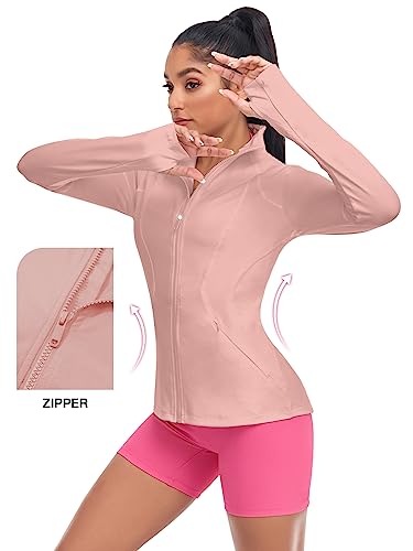 VUTRU Women's Workout Yoga Jacket Full Zip Running Athletic Track Jacket - color: Back Mesh Vent Pink, size: X-Small