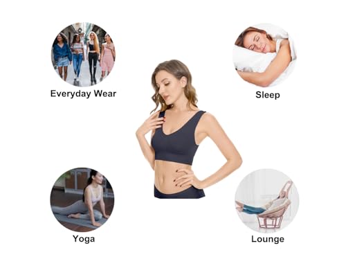 Women's Wireless Sleep Bras Unpadded Seamless Comfort Bras Throw-on Wirefree Bralettes 3 Pack - color: 1*black, size: Medium