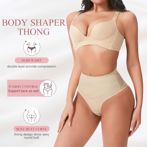 Tummy Control Thong Shapewear Underwear for Women Seamless Body Shaper Girdle Compression Panties - color: A1# Beige, size: Medium